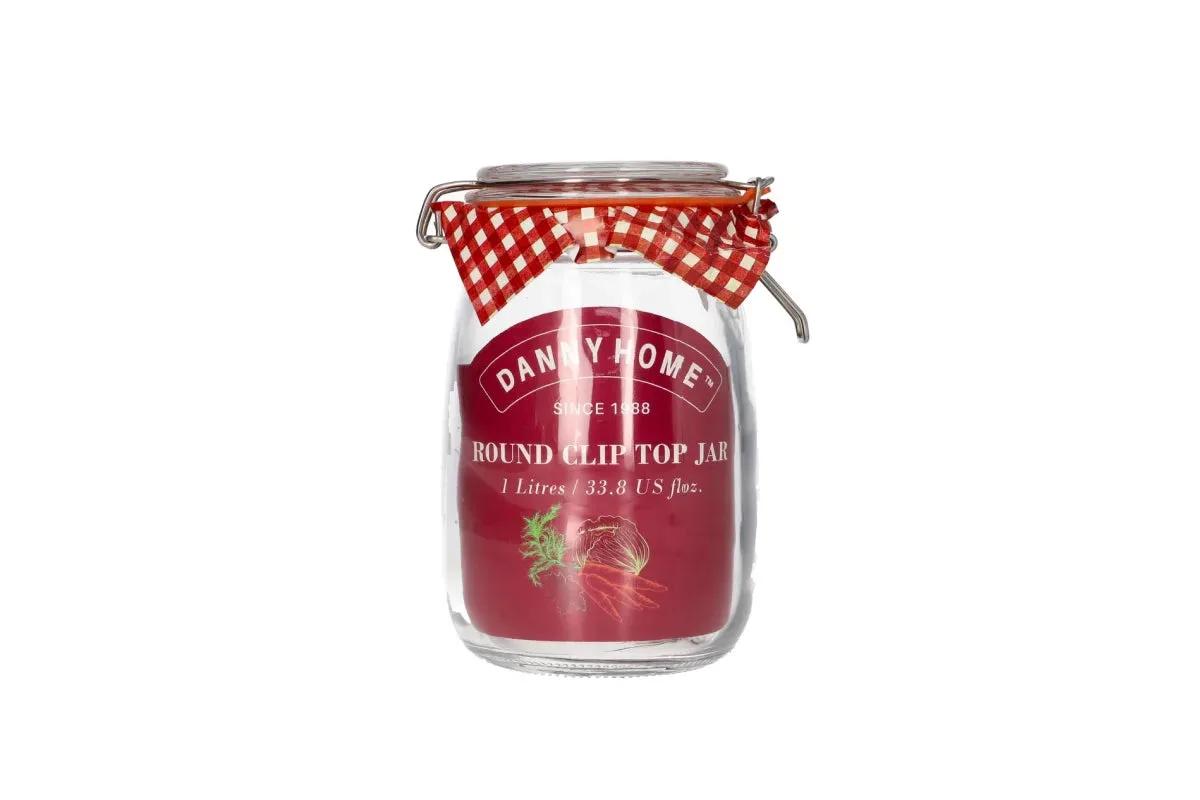 Kavanoz Konservimi / 1000ml / 9*17cm / Qelq - Kapak Bambu