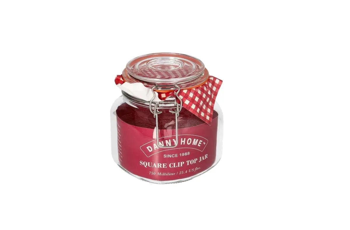 Kavanoz Konservimi / 750ml / 9*13cm / Qelq - Kapak Bambu