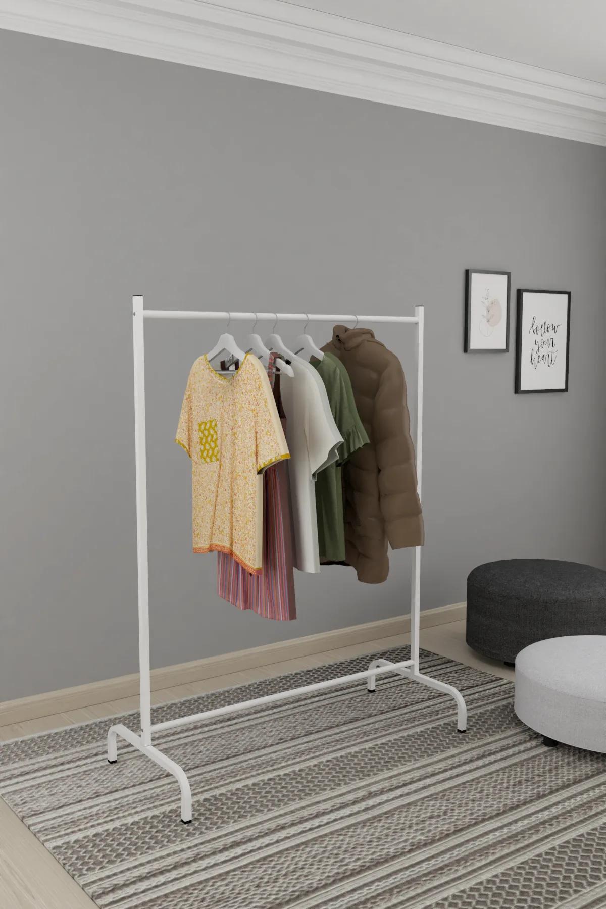 Mobilje METAL Clothes Hanger STAND - WHITE