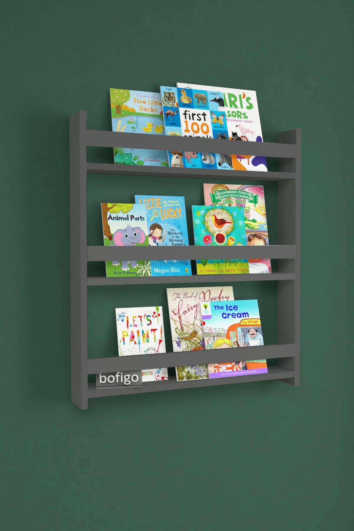 Mobilje Montessori Bookshelf WITH 3 Shelves . Anthracite