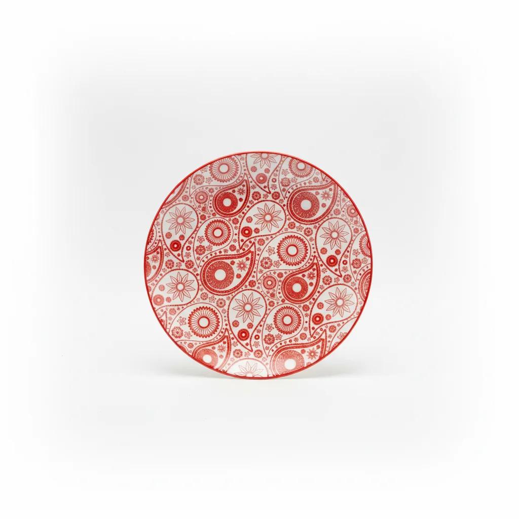 Pjate / 19cm / Bardhe - Kuqe / Porcelan