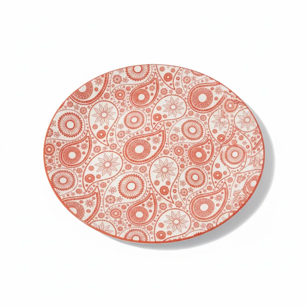 Pjate / 26.5cm / Bardhe - Kuqe / Porcelan