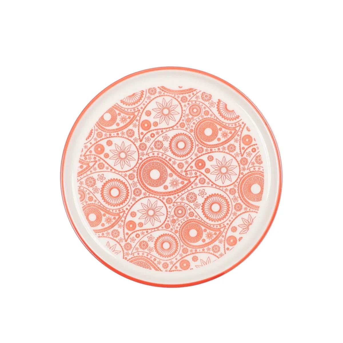 Pjate embelsire / 15cm / Bardhe - Kuqe / Porcelan