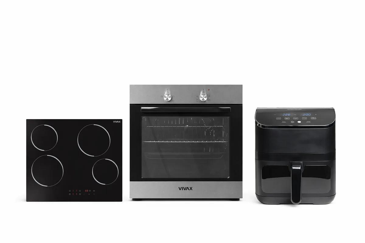 Set Furre & Pianurë Qeramike VIVAX BO-624MH X / BH-04MVC + Air Fryer VIVAX DFA-617DB 6L