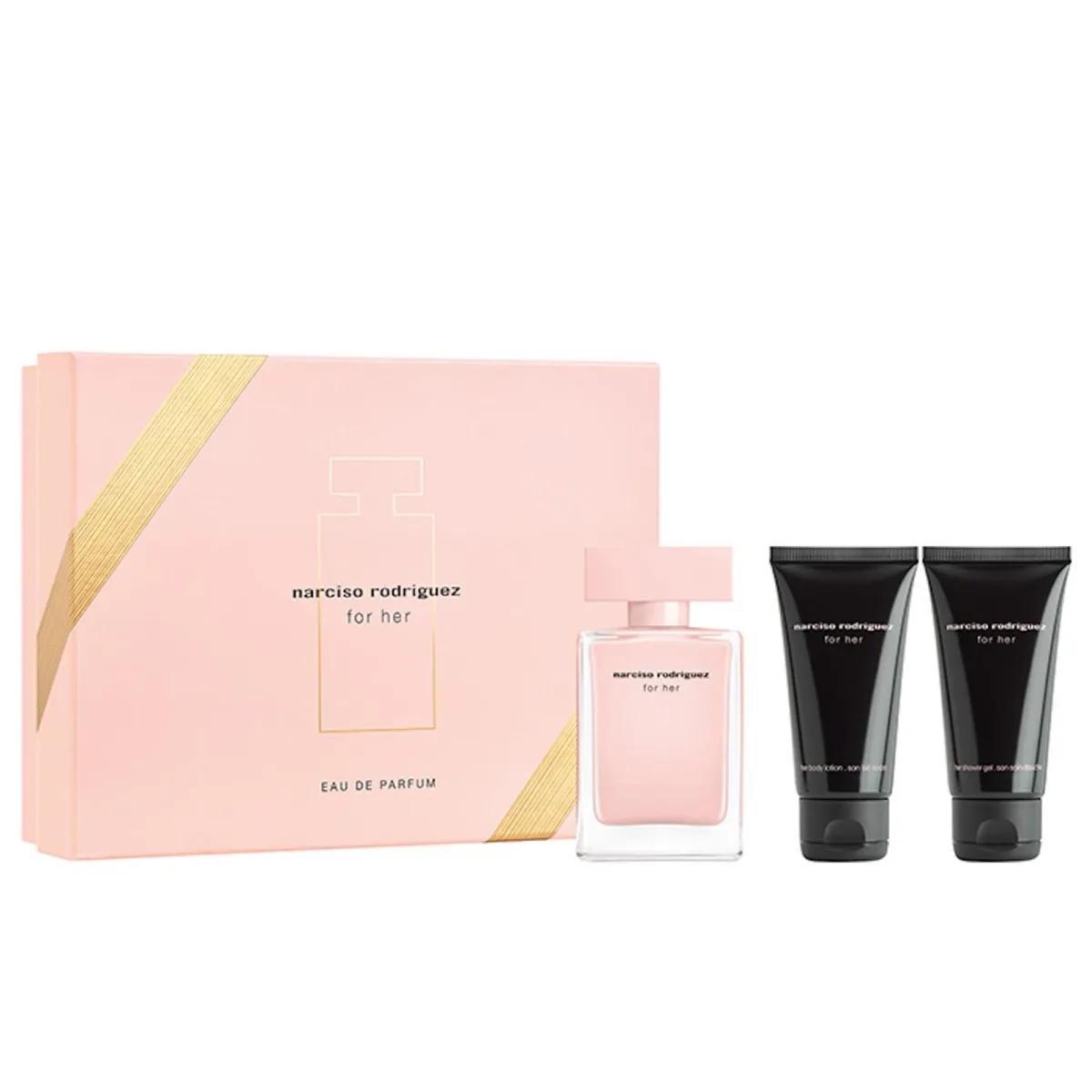 Set Narciso Rodriguez For Her EDP 50 ml + Body Lotion + Shower Gel – Aromë Ikonike për Femra