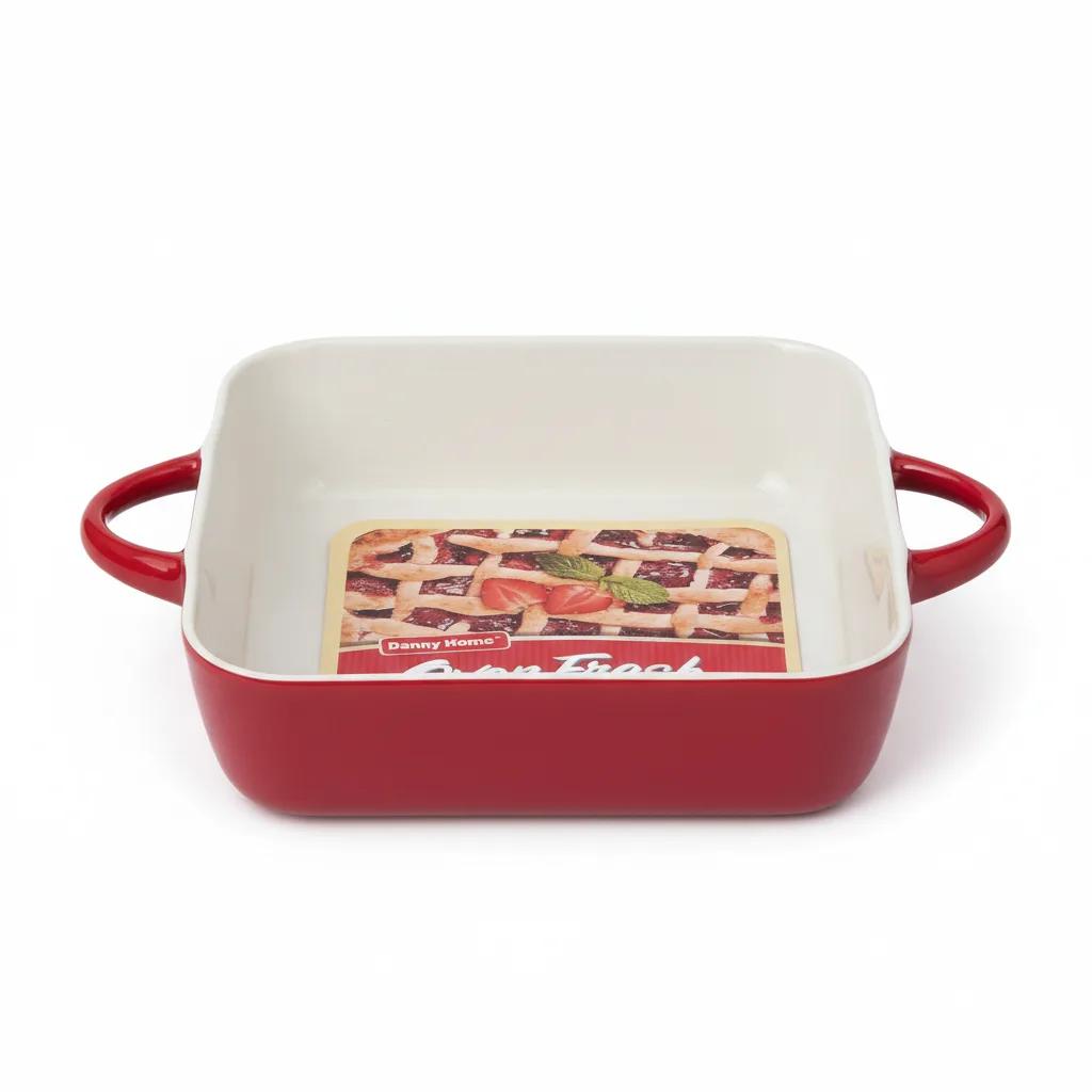 Danny Home Oven Fresh Tavë Pjekjeje Guri 27.5 cm, Drejtkëndore, e Kuqe