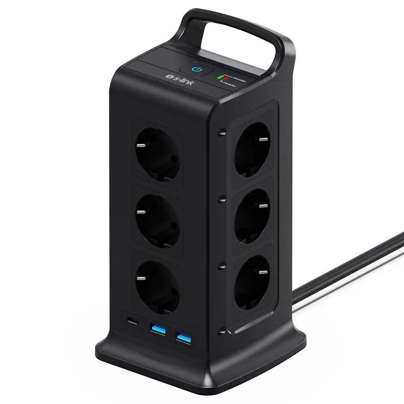 Zgjatues S-LINK 12 PRIZA + CELES 2M + 2 x USB-C