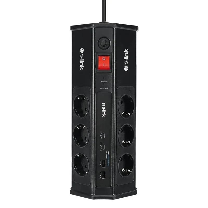 Zgjatues S-LINK 6PRIZA + 4USB 3M ME CELES PRZ03