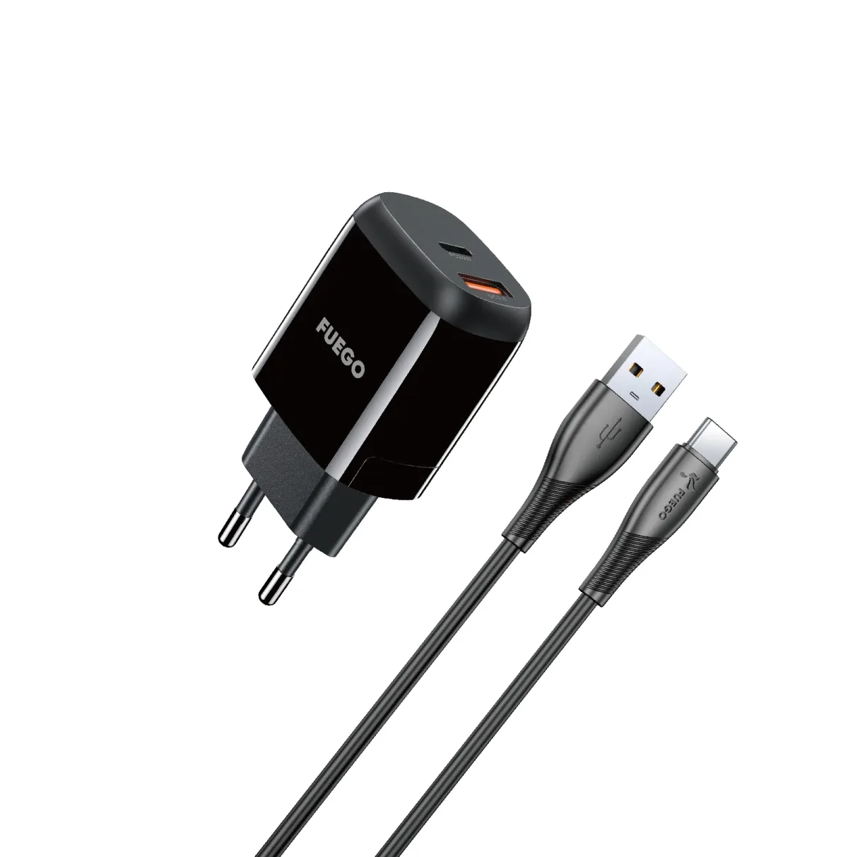 Adapter Fuego FGC20W 20W+Tip C kabl 1m crni