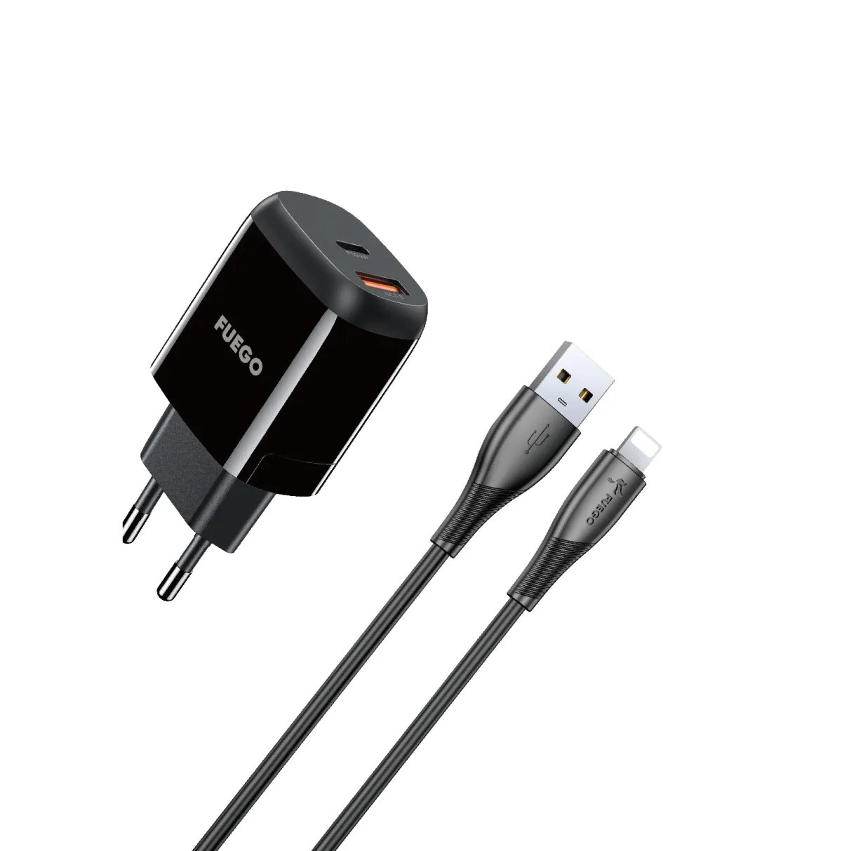Adapter Fuego FGL20W 20W+Lightning kabl 1m crni