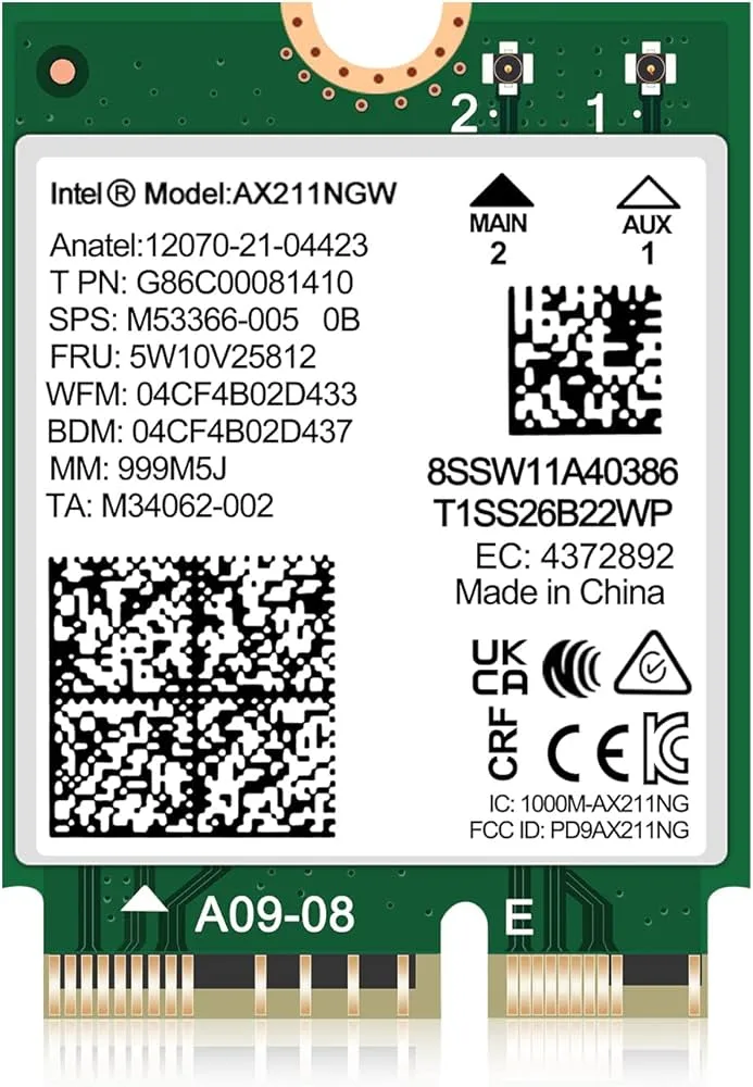 Adapter PCIe Intel AX211 WiFi 6E , M.2 2230 2400Mbps , Wireless + Blue