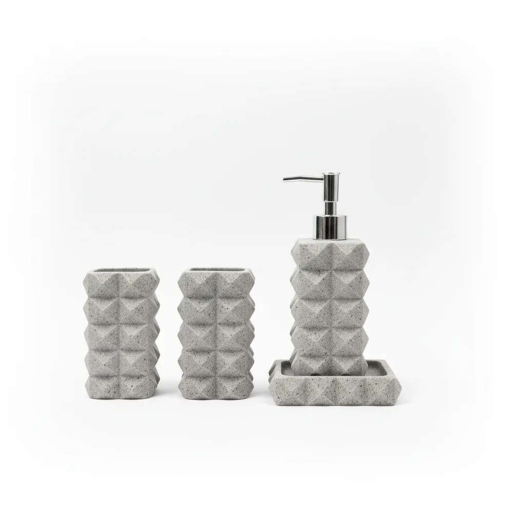 Aksesore Tualeti / Set 4 cope / Gri / Material Guri / Forme piramde