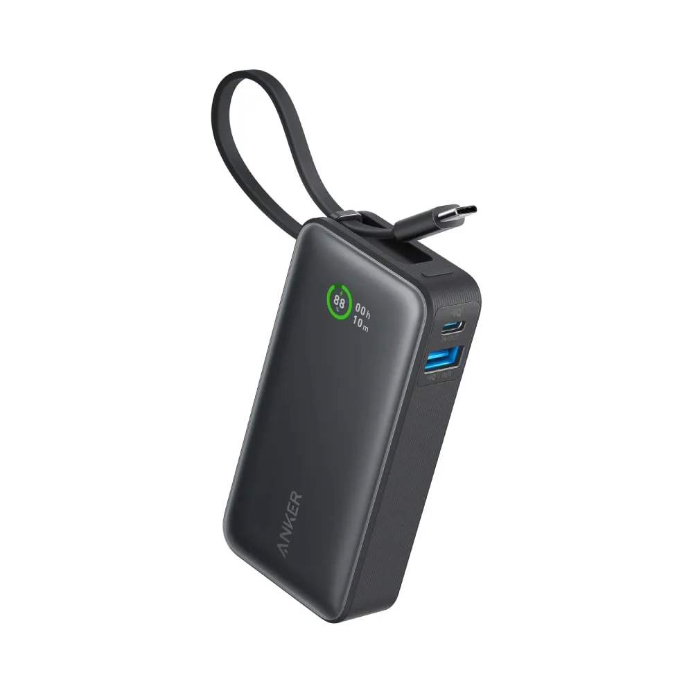 Anker Nano Power Bank 10,000 mAh, 30W, Built IN USB-C Cable Black