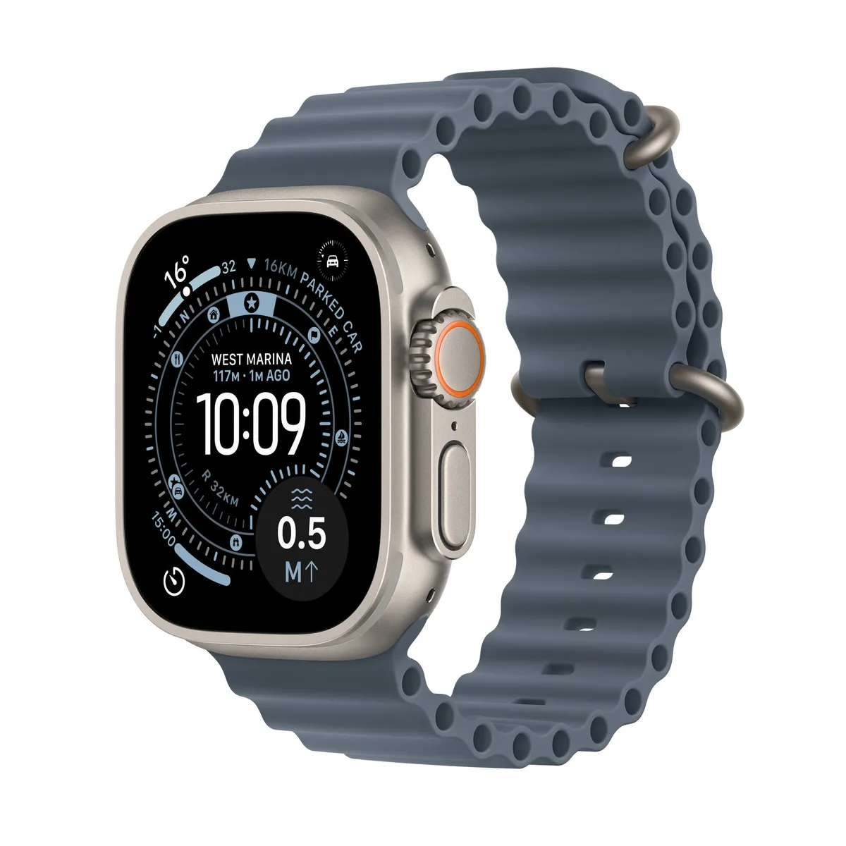 Apple Watch Ultra 3 GPS + Cellular 49mm Natural Titanium Case with Anchor Blue Ocean Band