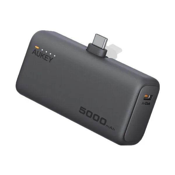 AUKEY Spark Mini 22.5W 5000mAh PD Power Bank With Built-in USB C Port Gray