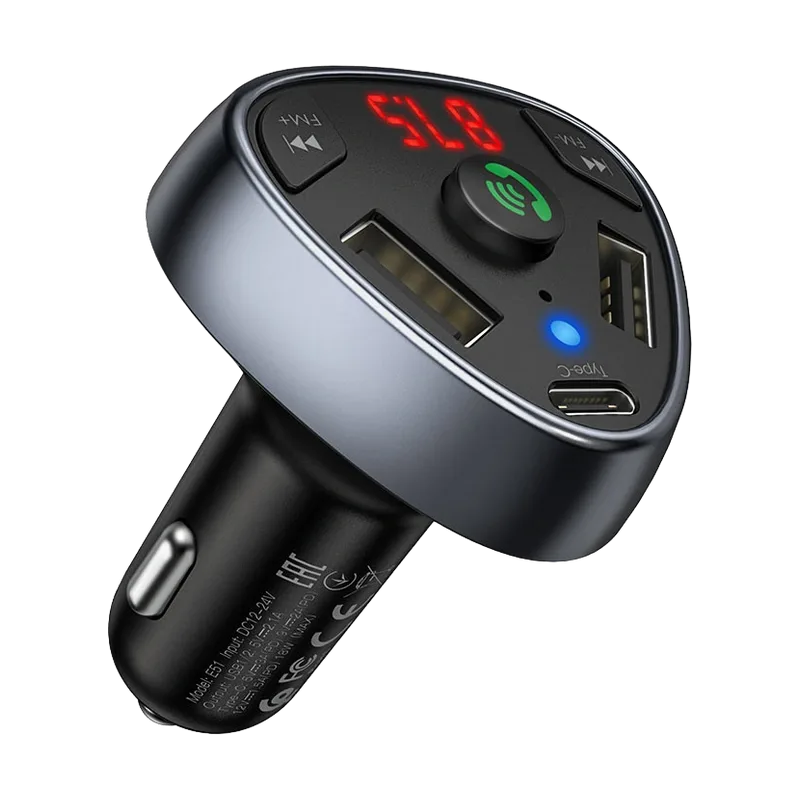 Auto punjač i Bluetooth FM Transmiter Hoco E51, 2X Type-A, Type C