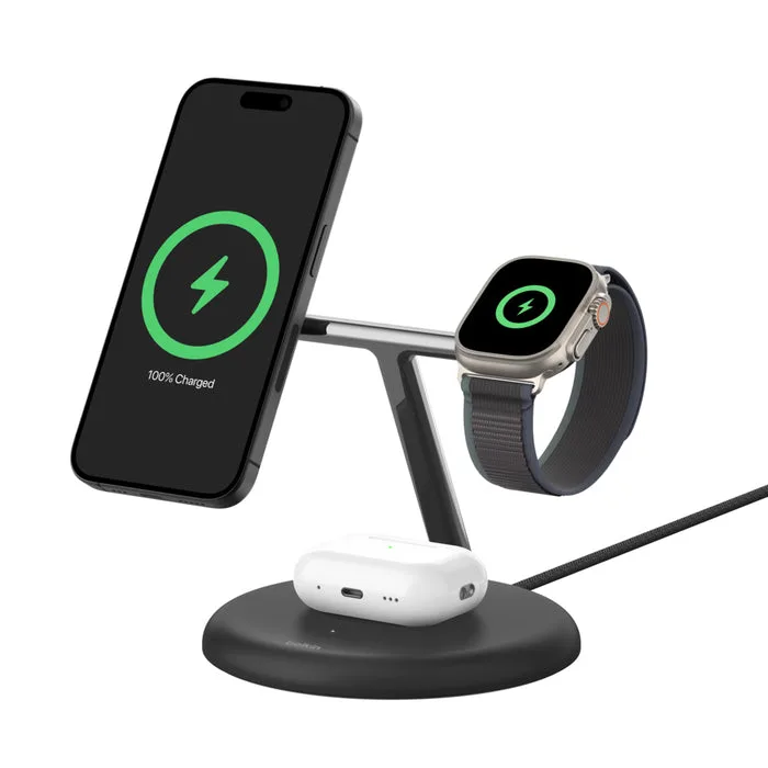 Belkin BOOST↑CHARGE™ PRO 3-in-1 Wireless Charger with MagSafe Qi 2 - Black