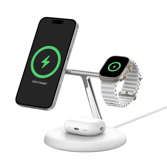 Belkin BOOST↑CHARGE™ PRO 3-in-1 Wireless Charger with MagSafe Qi 2 - White