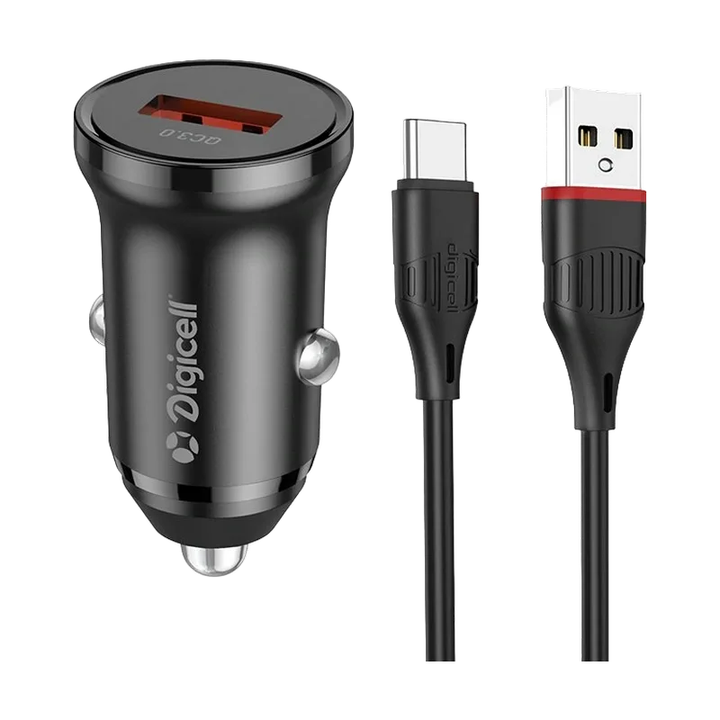 Brzi auto punjač sa Type-C kablom Digicell Di-BZ18 USB QC3.0 1M