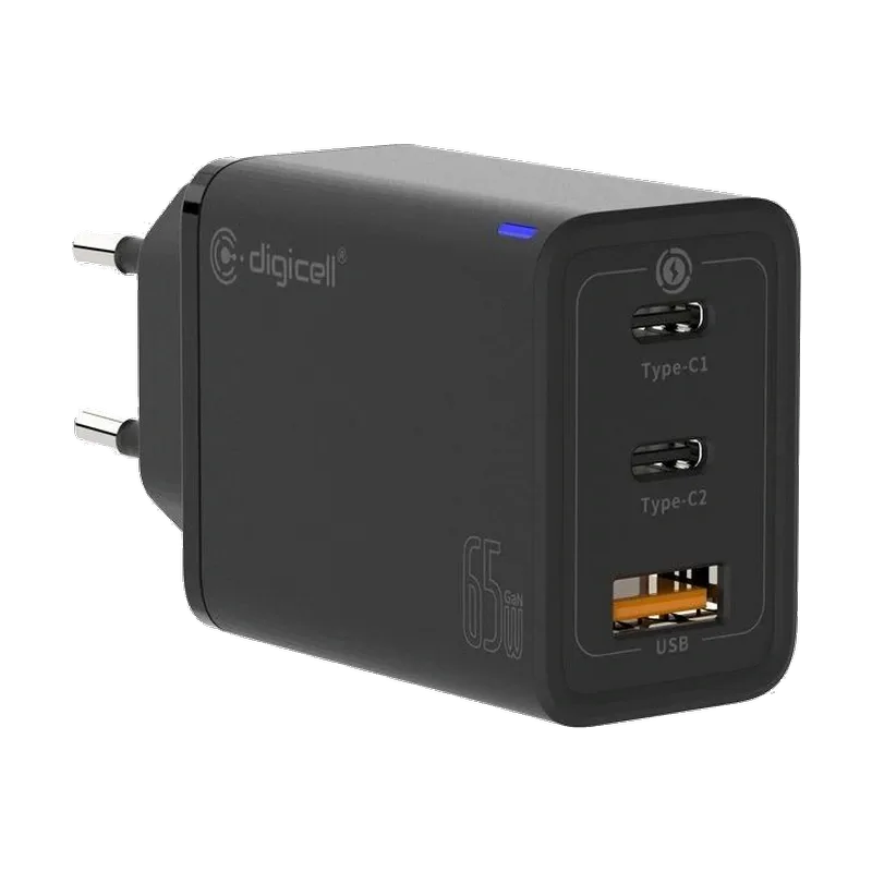 Brzi punjač Digicell GaN 65W Type A, 2x Type C (10god. garancije)