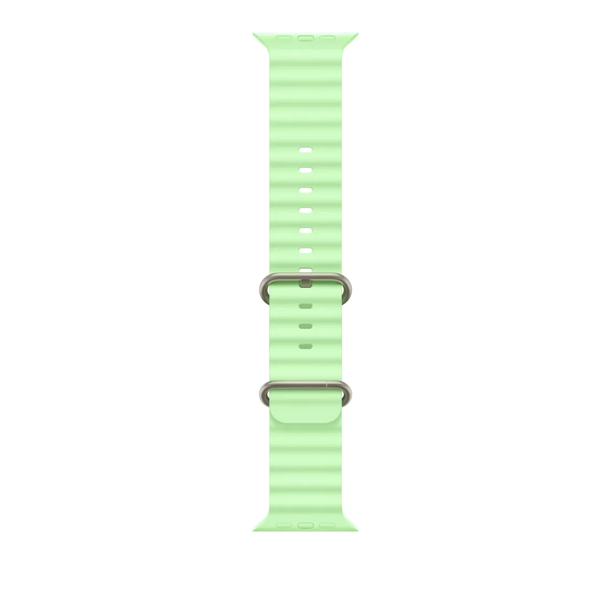 49mm Neon Green Ocean Band - Natural Titanium Finish