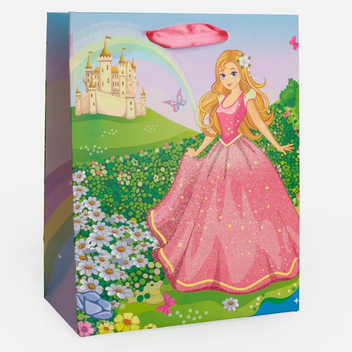 Çantë dhurate rozë me dizajn princeshe – 18x10x23 cm
