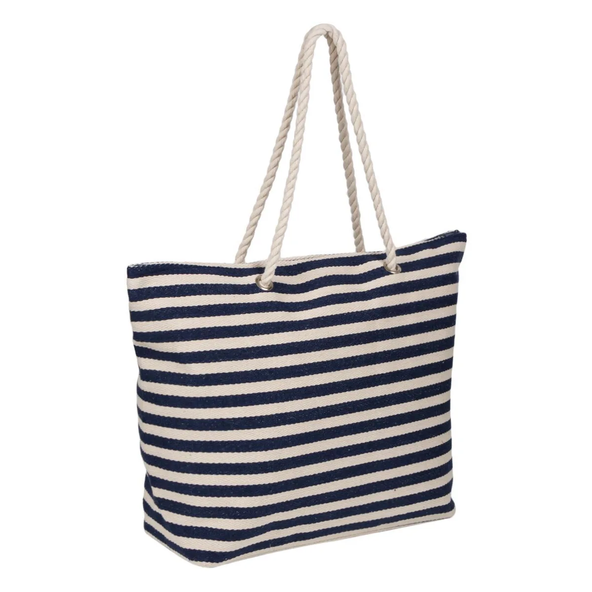 Çantë plazhi me vija blu dhe bezhë 42x15x43 cm