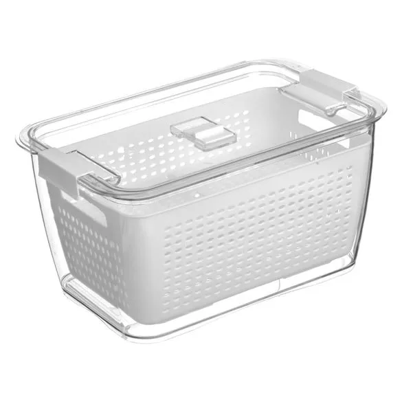 Enë me shportë organizuese për frigorifer me kapak transparent 28.5x17.8x14.7cm - 4.5L