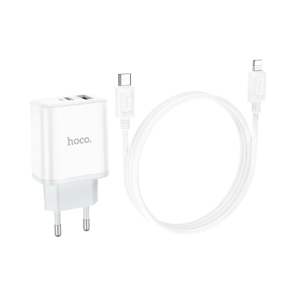 hoco-pd20w-dual-port-type-c-to-lightning-charger-set-c105a