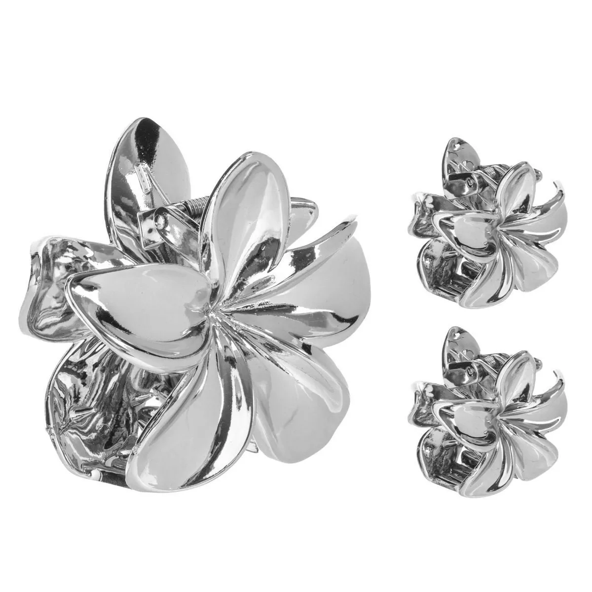 Kapëse flokësh për femra orkide ngjyrë silver 4-8 cm - 3 copë