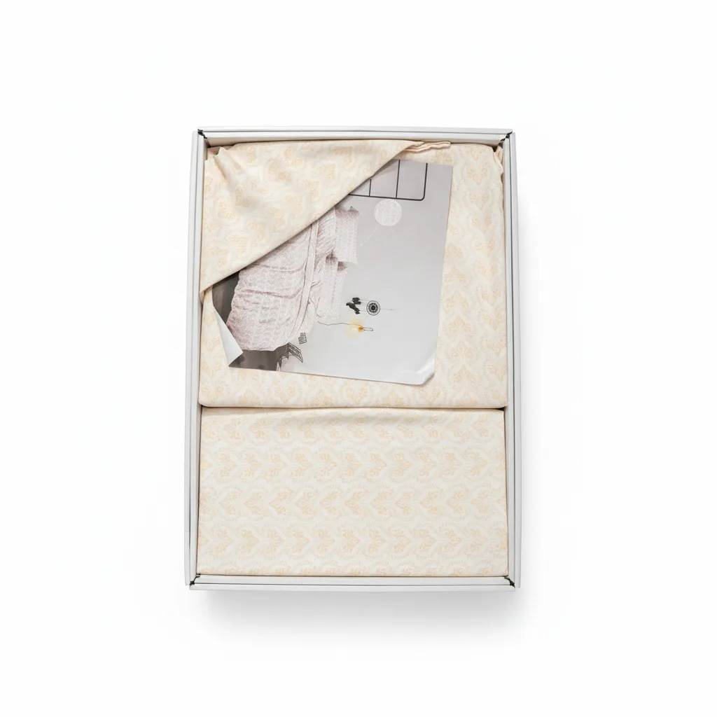 KOM.QARQAF "BELLA NOTTE" 140x220 – Set Çarçafësh Bezhë me Motiv Ornamental NUKA HOME