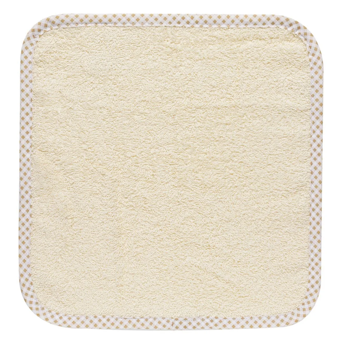 Peshqir pambuku për fëmije, me vija bezhë dhe katrore 30x30 cm