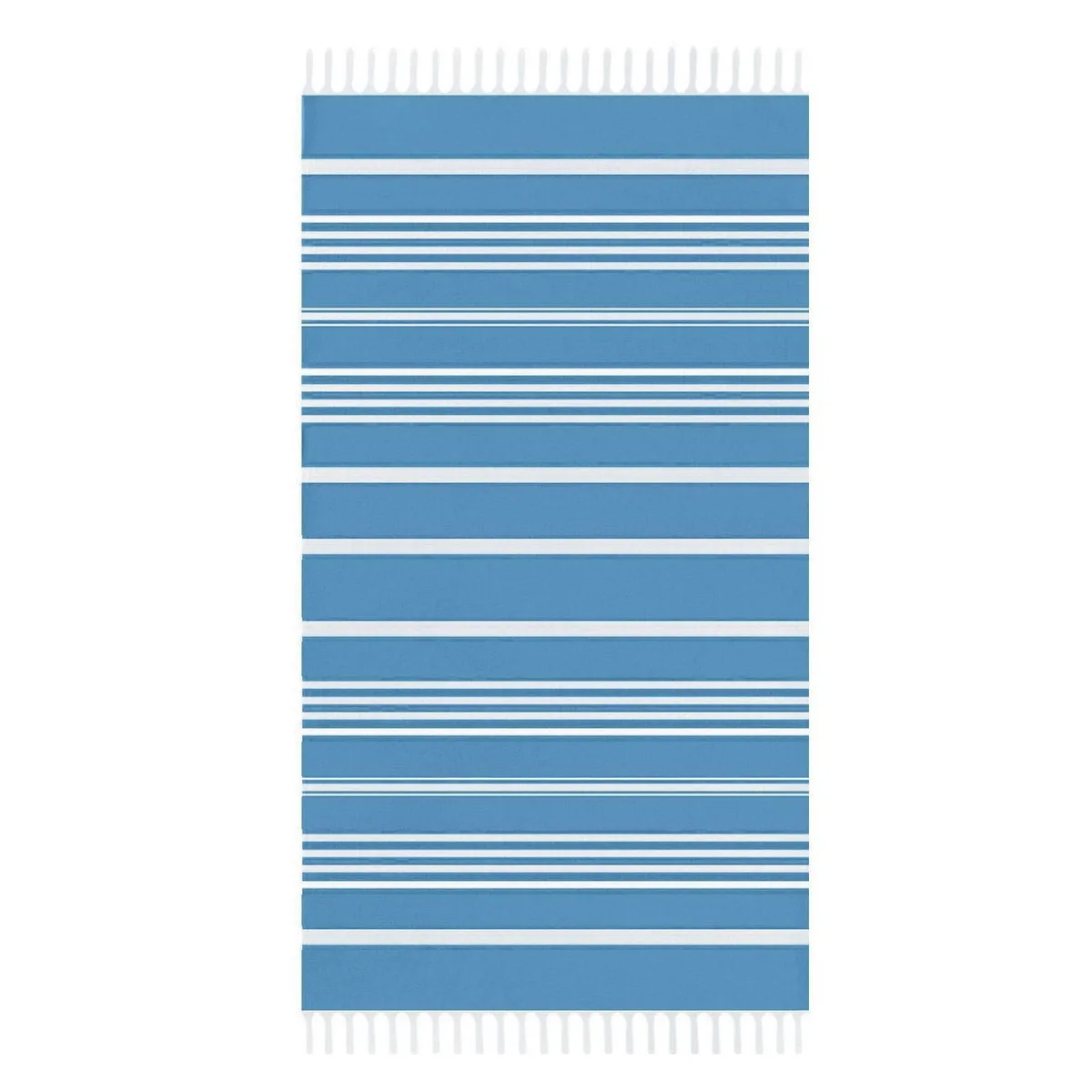 Peshqir plazhi blu me vija të bardha 160x90 cm