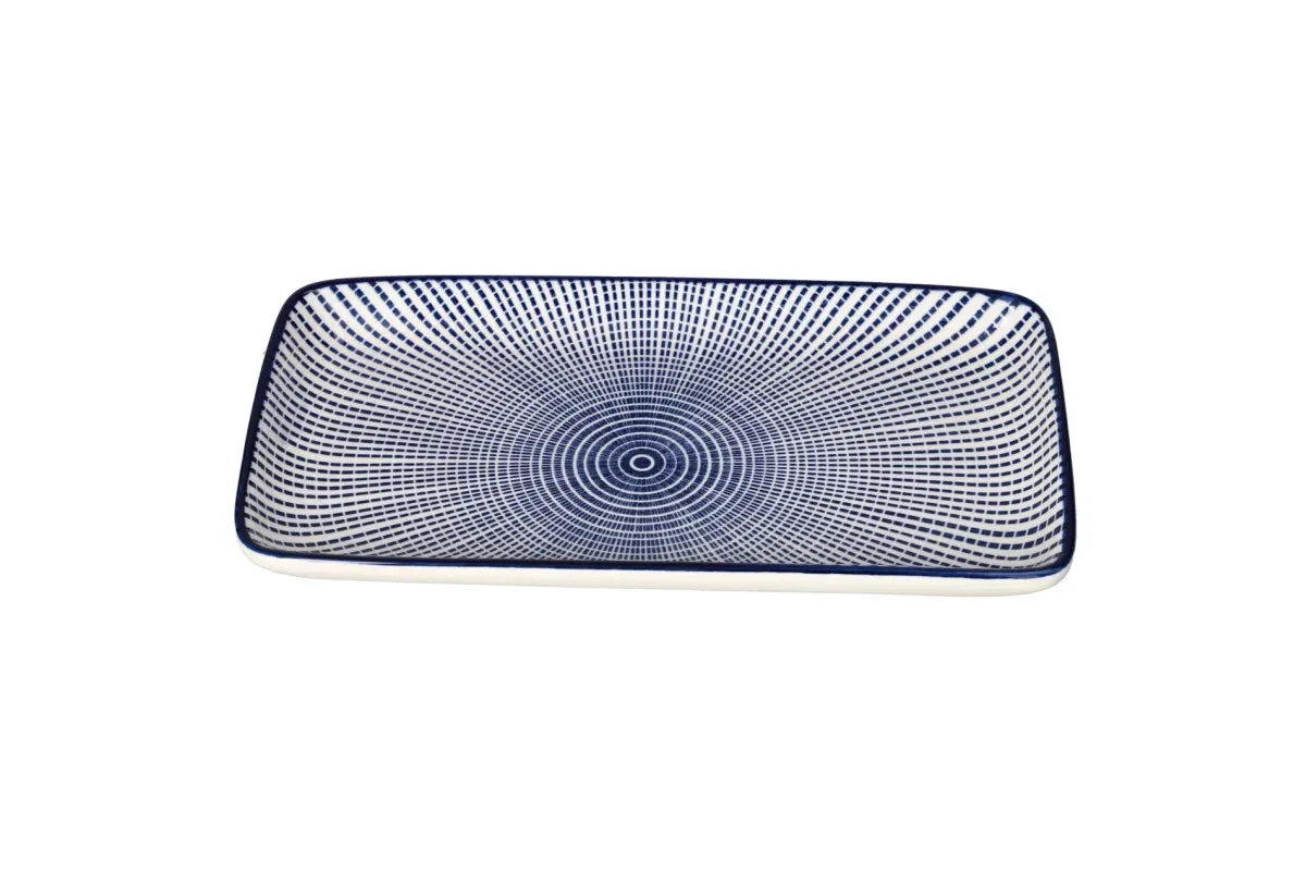 Pjatë Servirjeje / 20.5x11cm / Bardhe - Blu / Porcelan / Katror