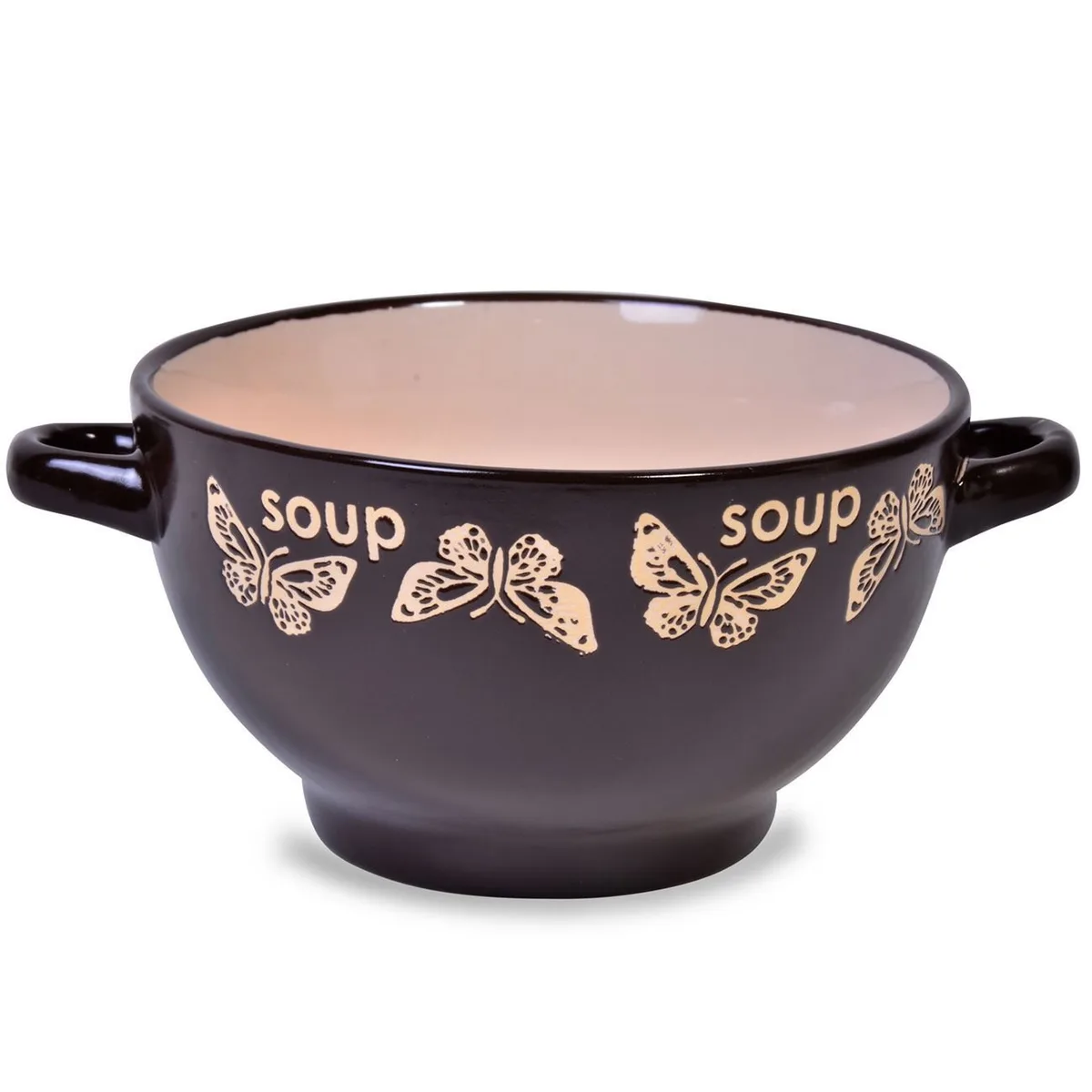 Tas Supe Kafe/Bezhe me Flutura 14x8 cm 650ml