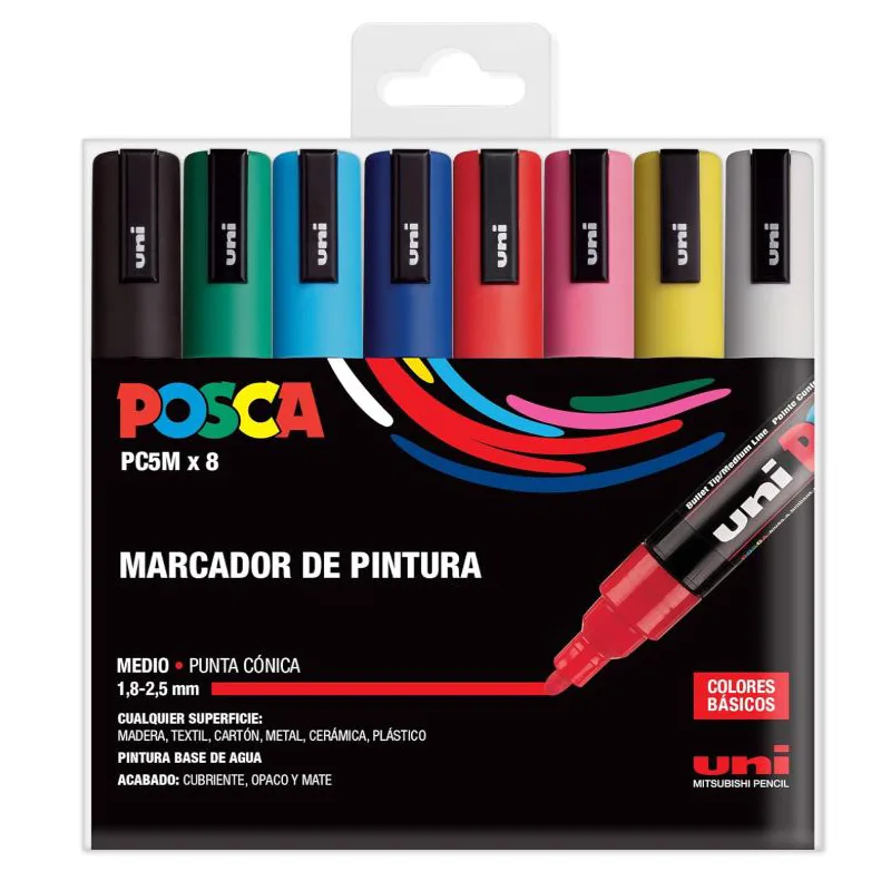UNI?Marker?POSCA PAKO?8?COPE?Ngjyrat?BAZE