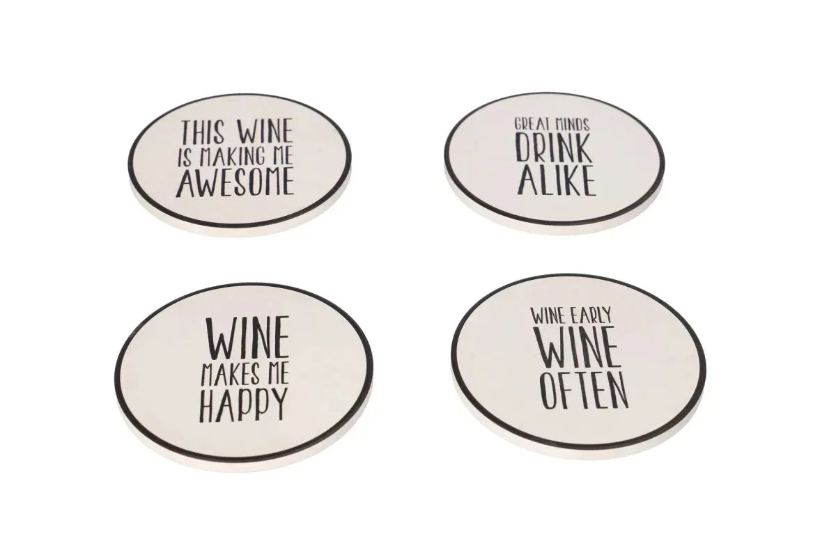 Coaster set / 10cm / Rreth / Porcelan / Bardh me tekst