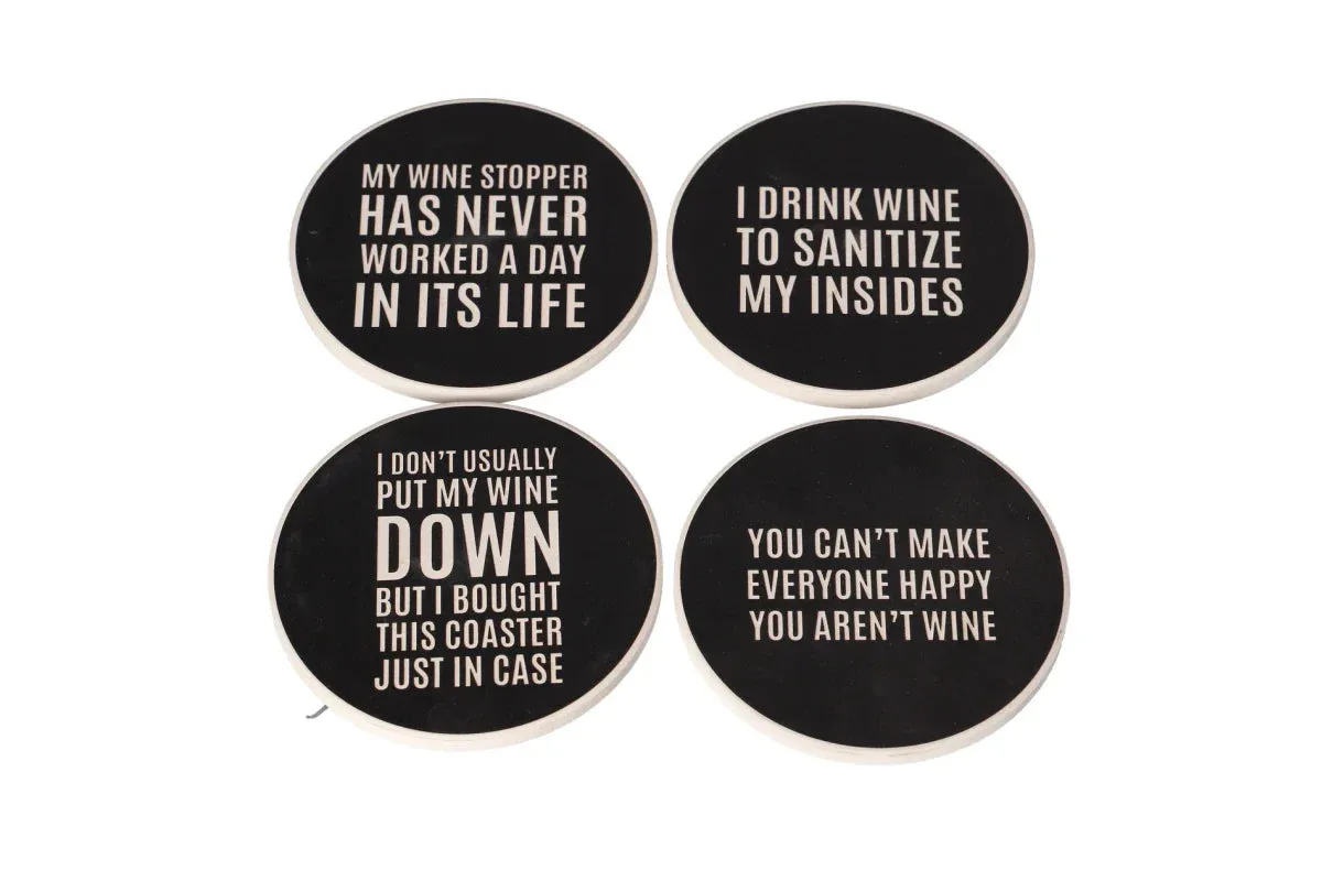 Coaster set / 10cm / Rreth / Porcelan / Diameter I Bardhe me Fushe te Zez + tekst
