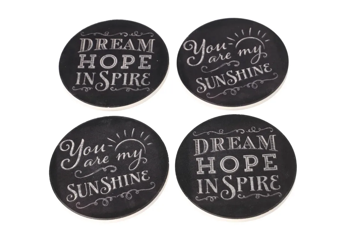 Coaster set / 10cm / Rreth / Porcelan / Fushe te Zez + tekst