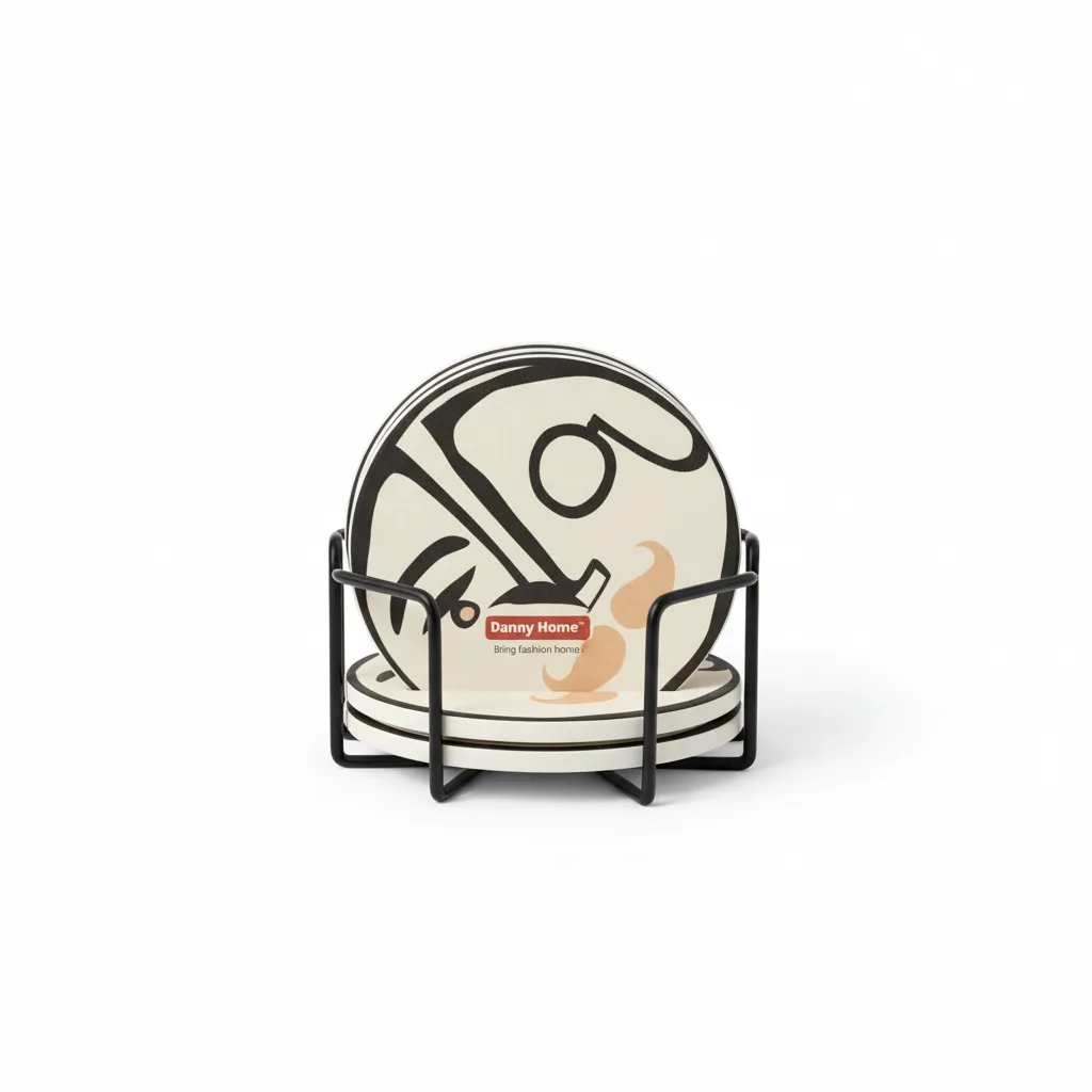 Coaster set / 10cm / Rreth / Porcelan / Fytyre Abstrakte