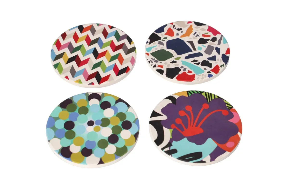 Coaster set / 10cm / Rreth / Porcelan / Ngjyra Abstrakte