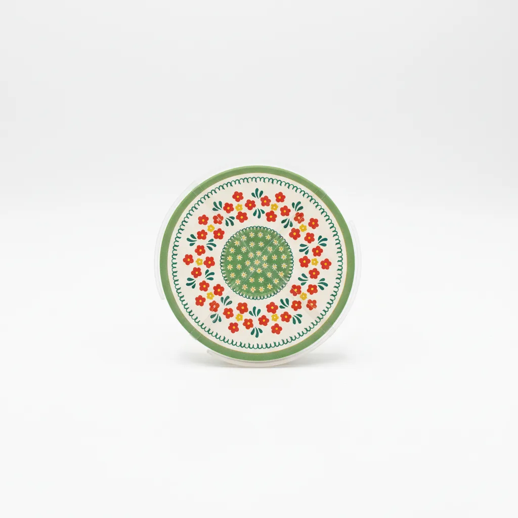 Coaster set / 10cm / Rreth / Porcelan / Reth me pika me ngjyra