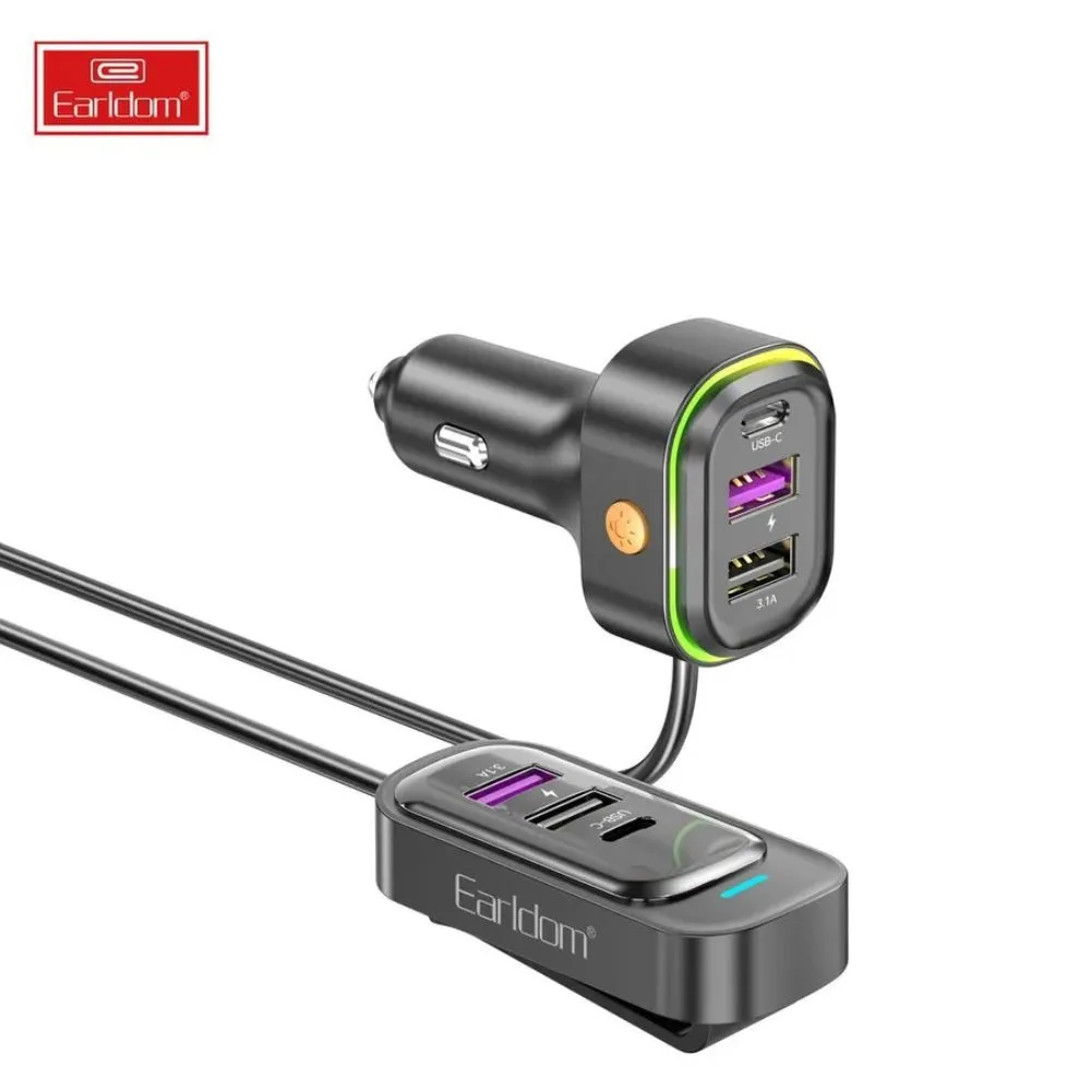 Earldom ES-CC26 66W 6-u-1 Auto Punjač sa Ekstenzijom i RGB osvjetljenjem