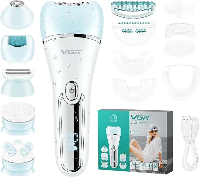 Epilator VGR V-733 6-në-1 Cordless IPX7 Waterproof – Blu