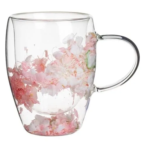 Filxhan qelqi e dyfishtë me lule rozë 350ml
