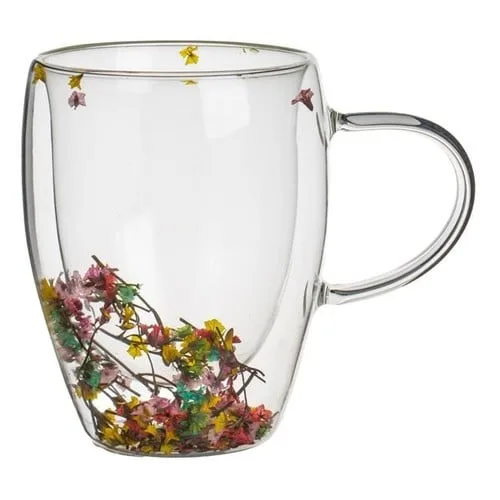Filxhan qelqi e dyfishtë me lule shumëngjyrëshe 350ml