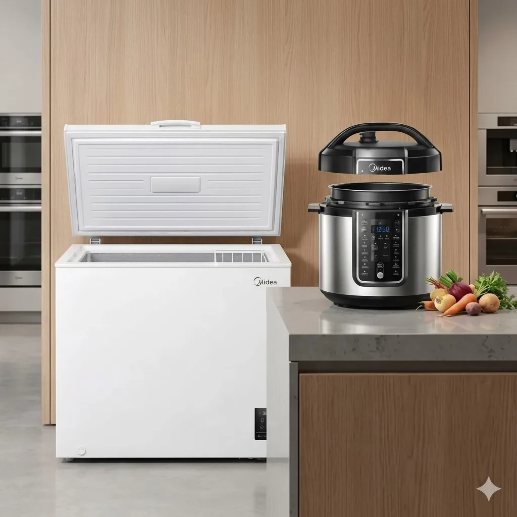 Frigorifer MIDEA Banak MDRC405FEE01 295 L + Multicooker MY-CS6037WPB