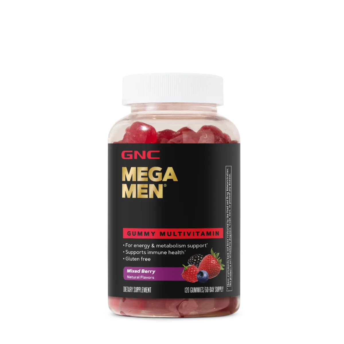 GNC Mega Men Gummy Multivitamin Mixed Berry pa sheqer