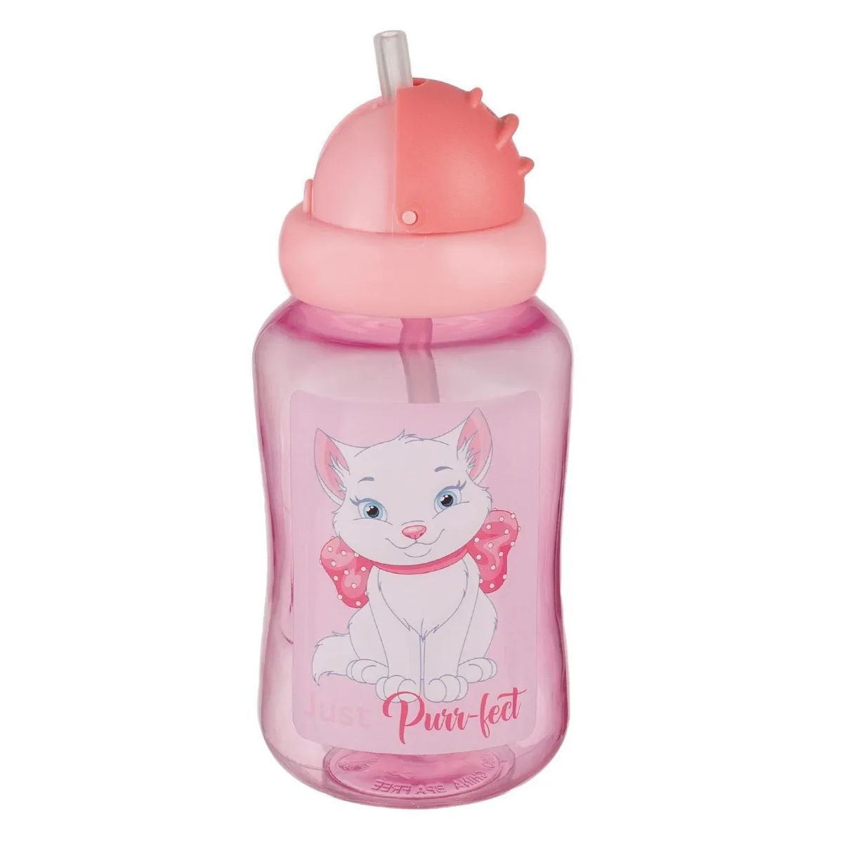 Gotë plastike edukative me kashtë rozë kitty 340 ml - honey baby