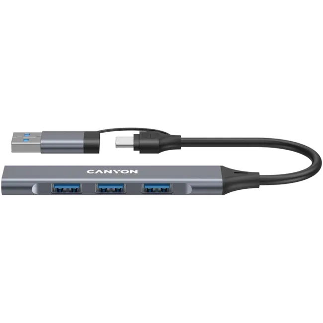 Hub Canyon DS-02 4in1 USB-A/C Sivi